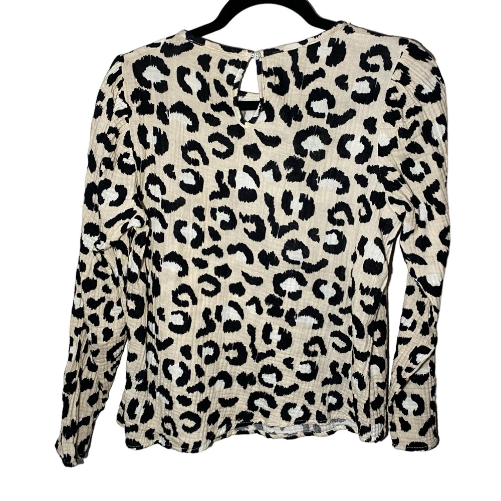 Michelle McDowell Women's Cheetah Leopard Animal Print Long Sleeve Blouse Top - Picture 2 of 4